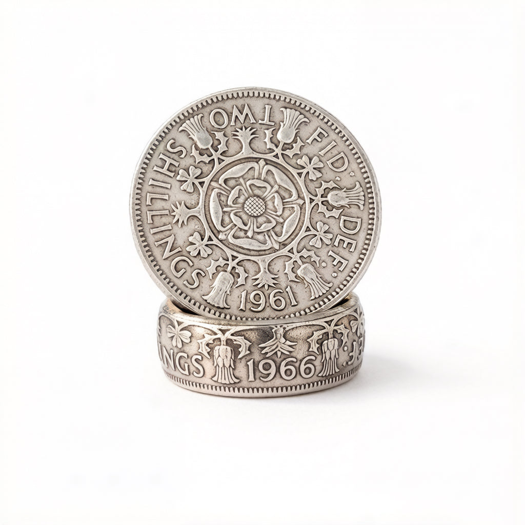 CoinRelic-Vintage 2-Shilling Coin Ring