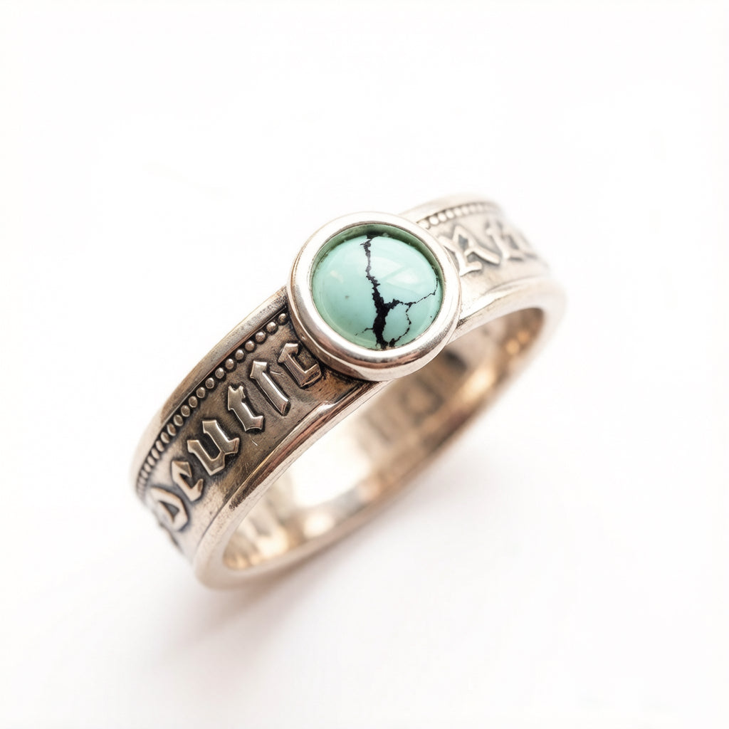 CoinRelic-Mark Turquoise Inlaid Vintage Ring