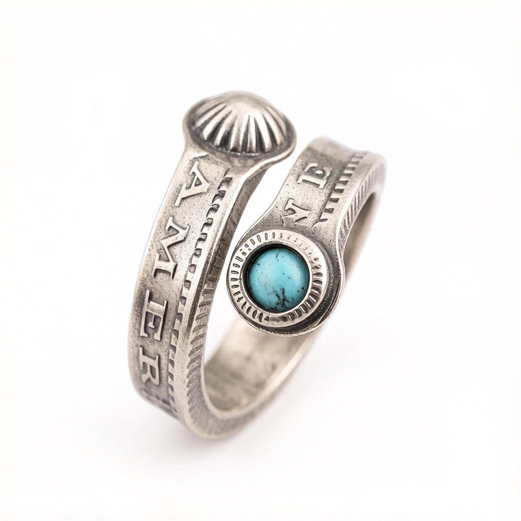 CoinRelic-Morgan Coin Turquoise Ring