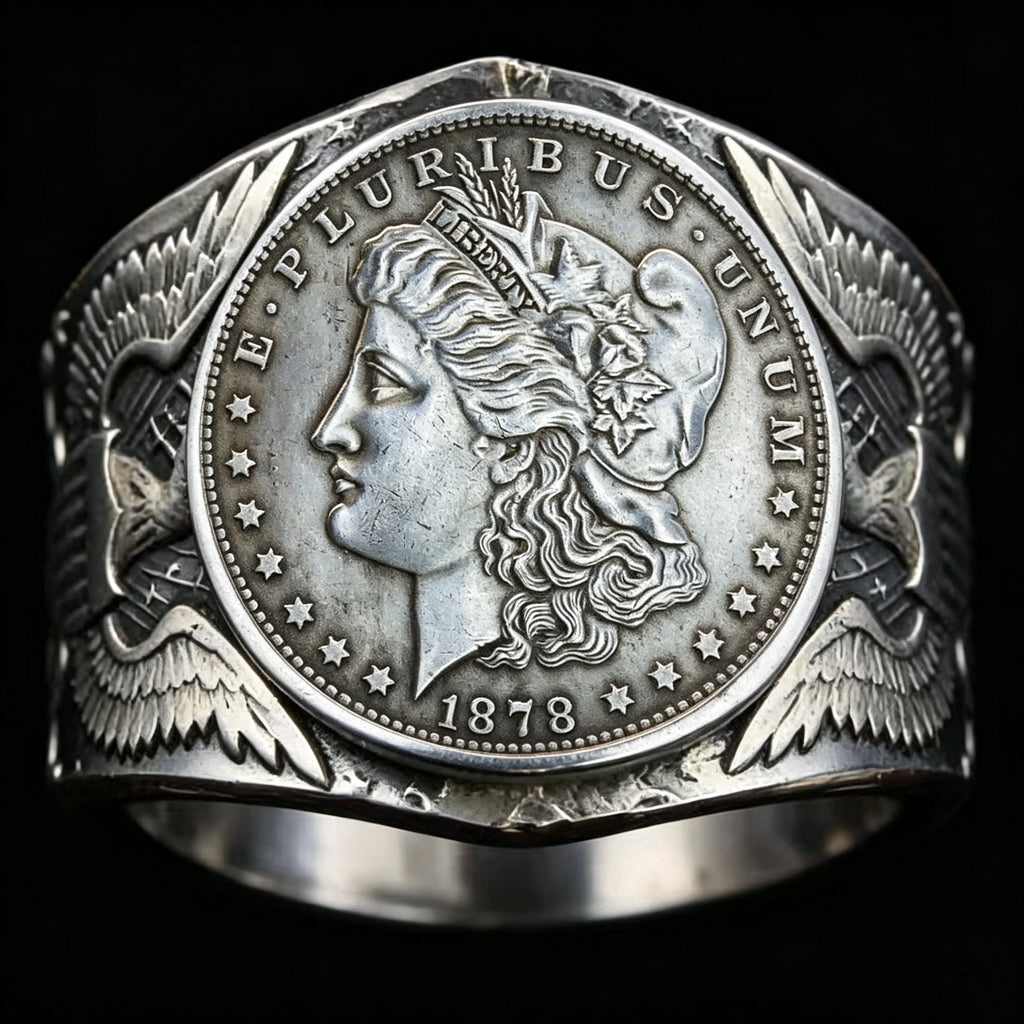 CoinRelic-1878 Liberty of the Americas Peace Coin Replica Ring