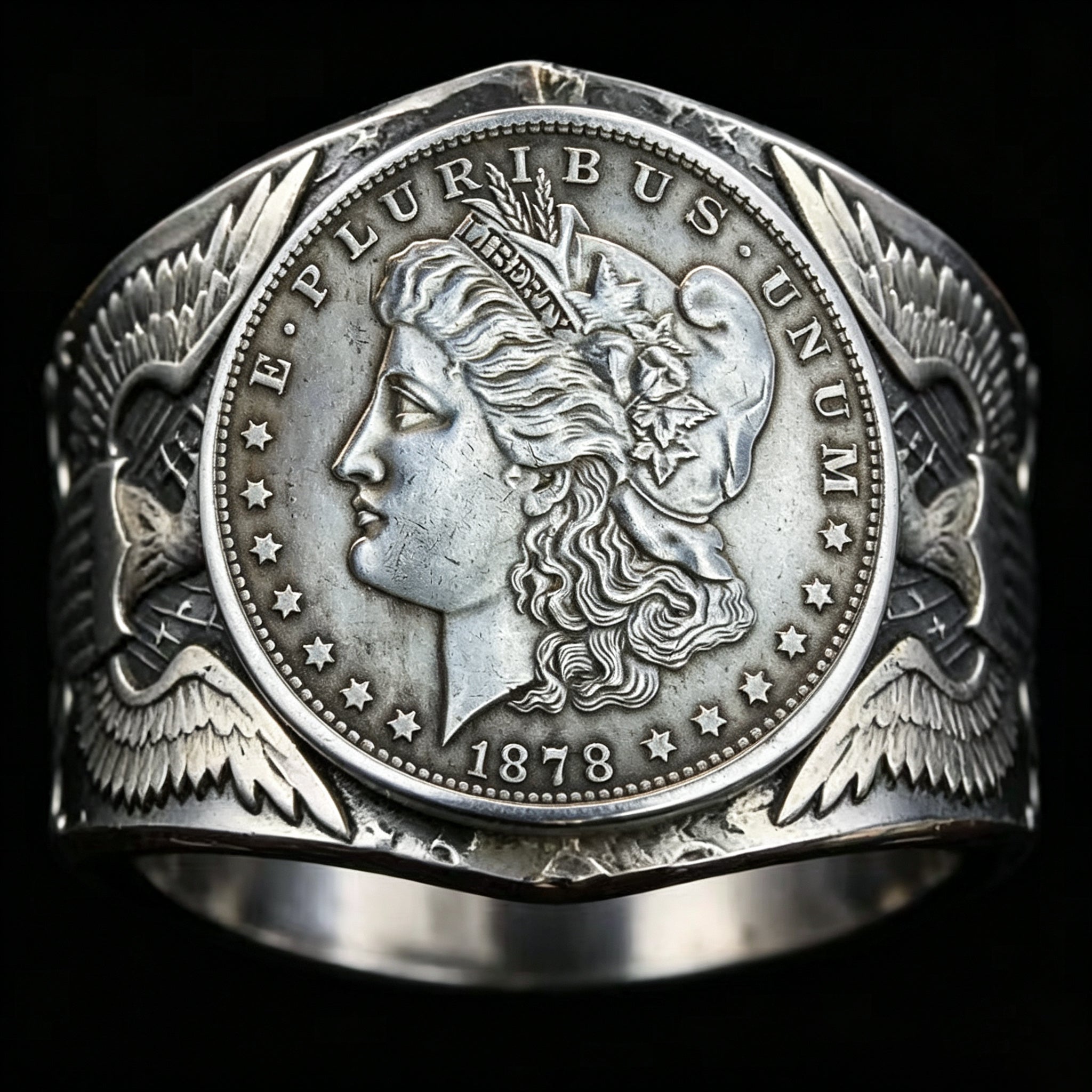 CoinRelic-1878 Liberty of the Americas Peace Coin Replica Ring
