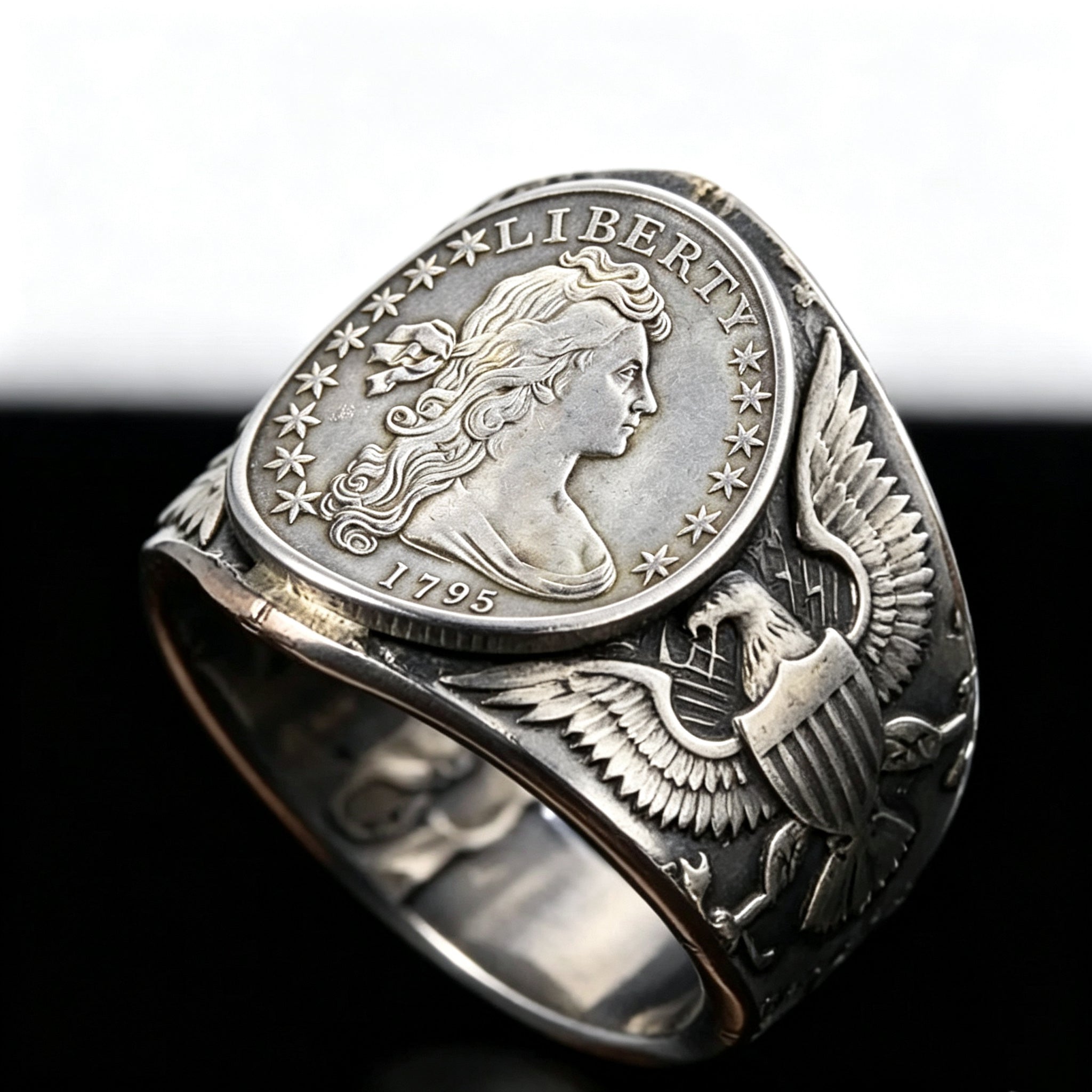 CoinRelic-1795 Liberty of the Americas Peace Coin Replica Ring