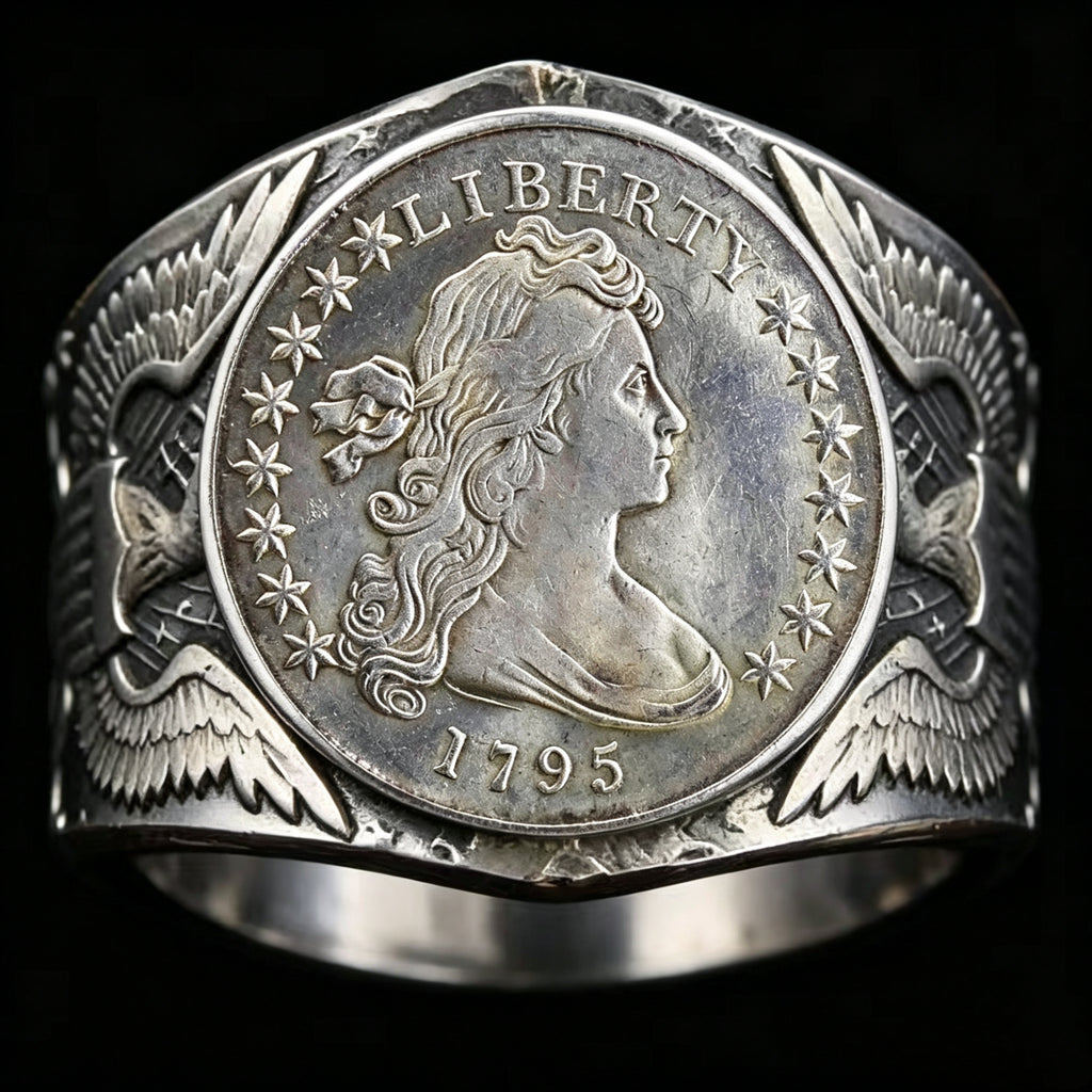 CoinRelic-1795 Liberty of the Americas Peace Coin Replica Ring