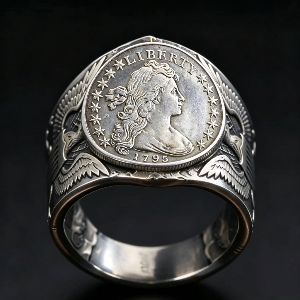 CoinRelic-1795 Liberty of the Americas Peace Coin Replica Ring