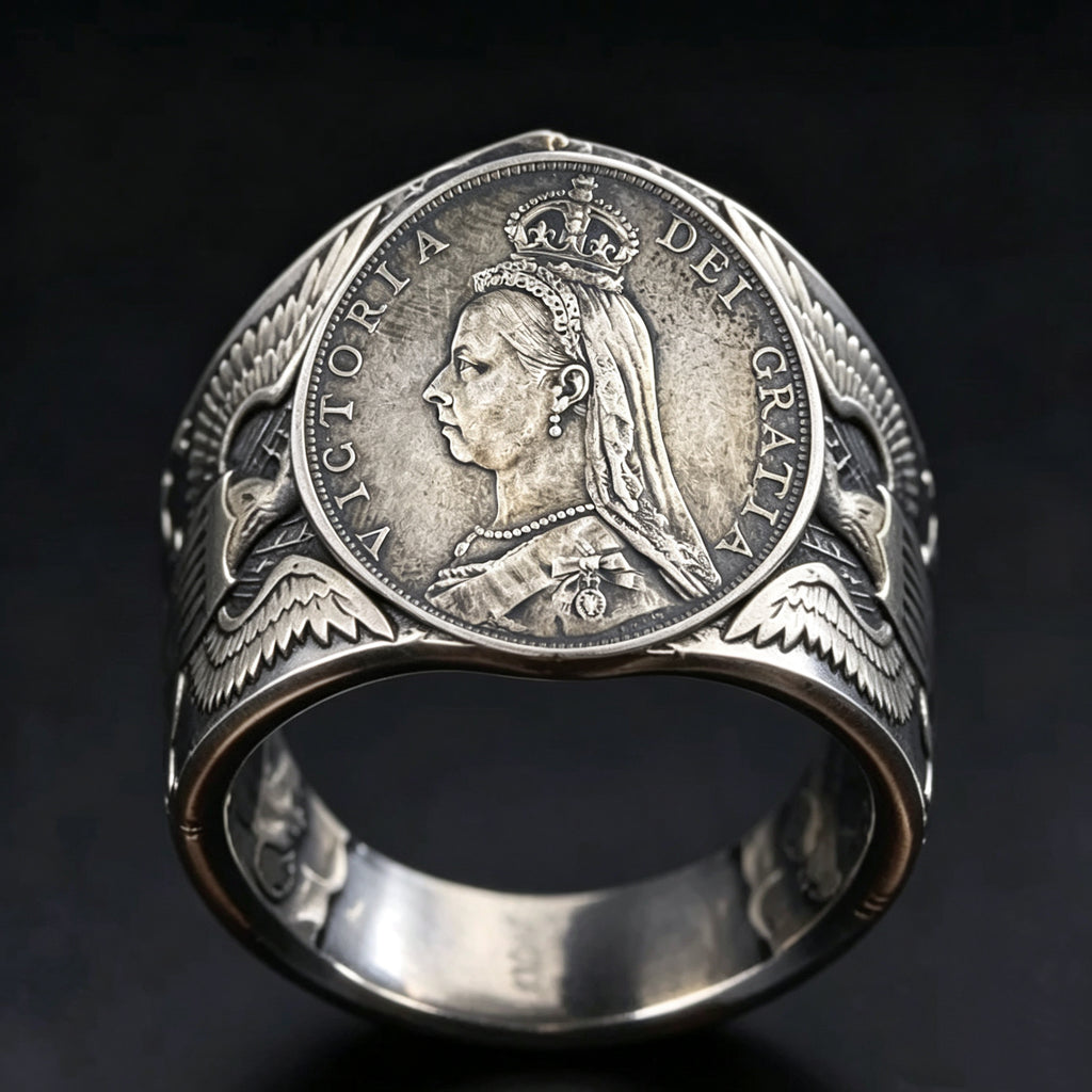 CoinRelic-1889 British 1 Florin Silver Coin Ring
