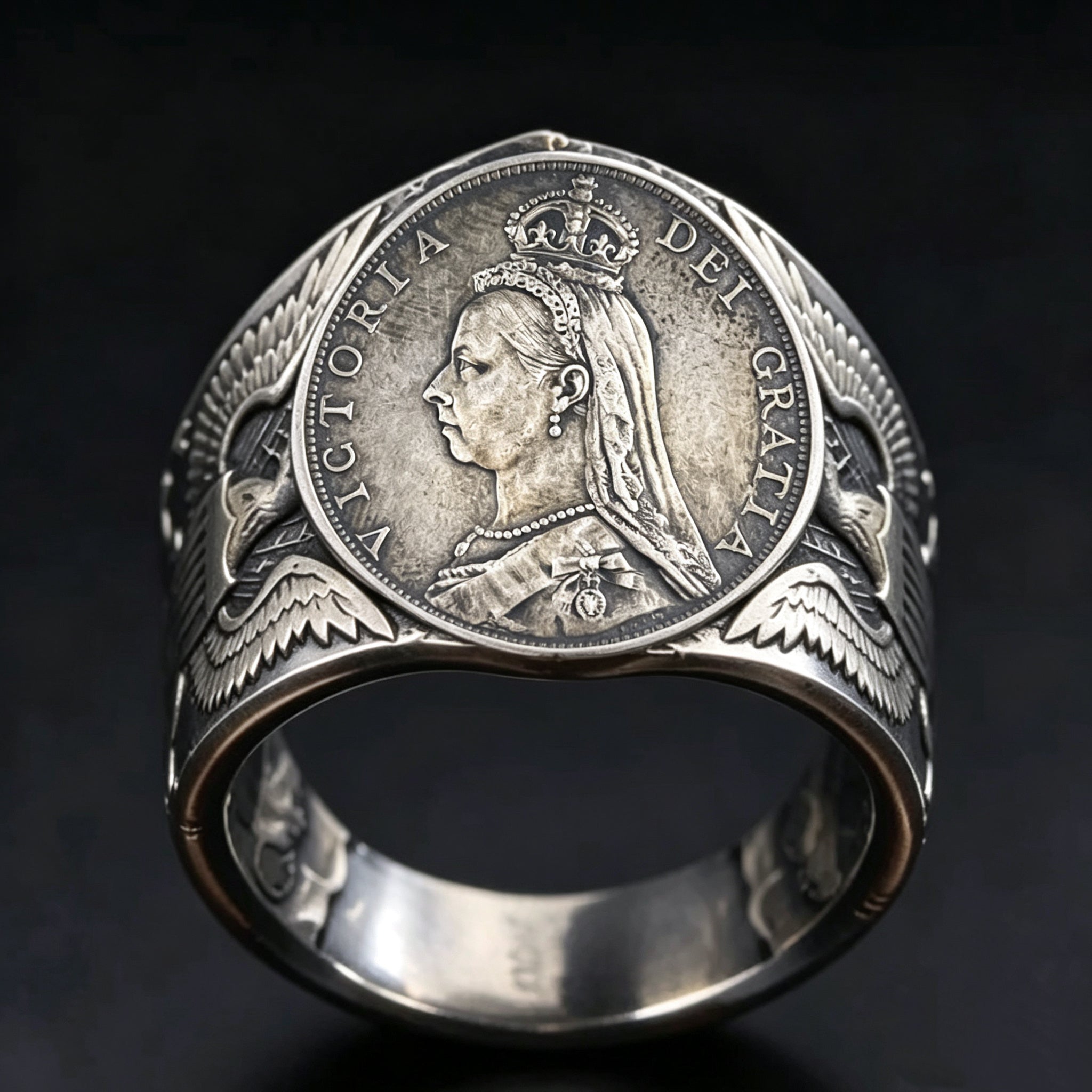CoinRelic-1889 British 1 Florin Silver Coin Ring