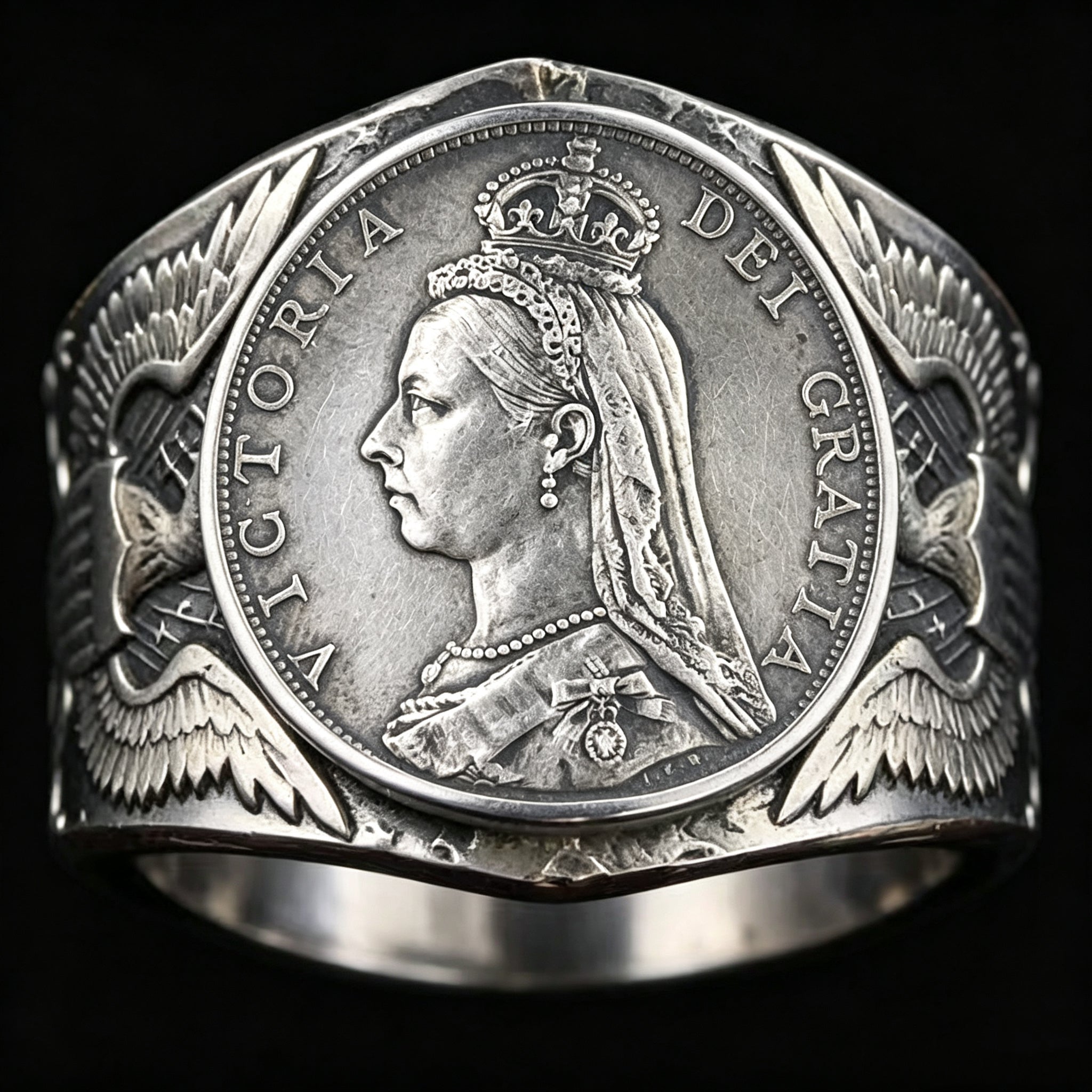 CoinRelic-1889 British 1 Florin Silver Coin Ring
