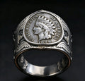 CoinRelic-19th-century American Indian head bronze one-cent Coin Ring