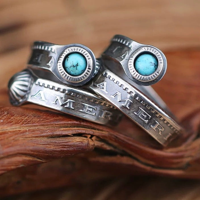 CoinRelic-Morgan Coin Turquoise Ring