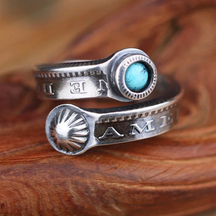 CoinRelic-Morgan Coin Turquoise Ring