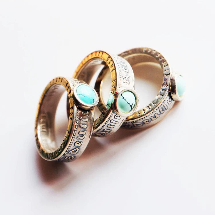 CoinRelic-Mark Turquoise Inlaid Vintage Ring